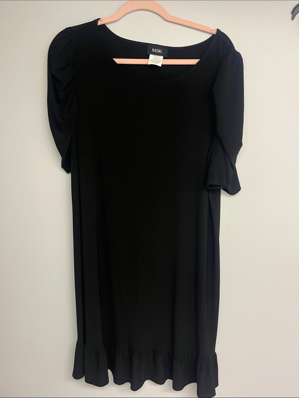 MSK Black Midi Dress with Ruffle Hem